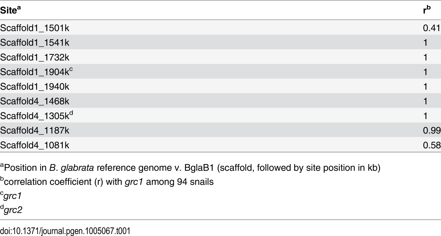 Markers used in Sanger sequencing to delimit borders of GRC.