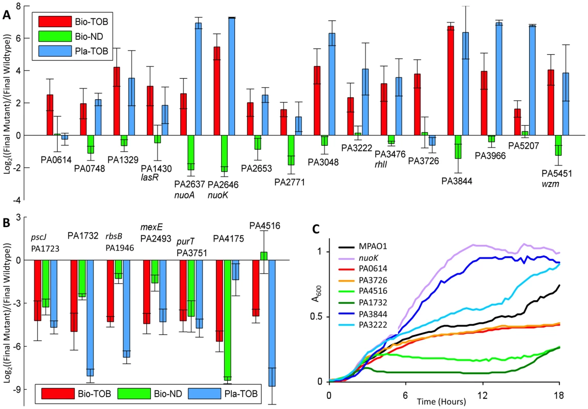 Fitness characterization of candidate mutants in different physiological states.