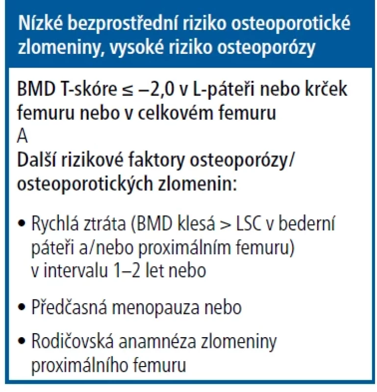 Definice nízkého rizika osteroporotické fraktury [Upraveno podle 1]