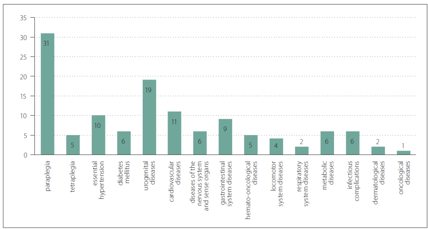 Comorbidities (N = 46 cases).
<br>Obr. 1. Komorbidity (N = 46 případů).