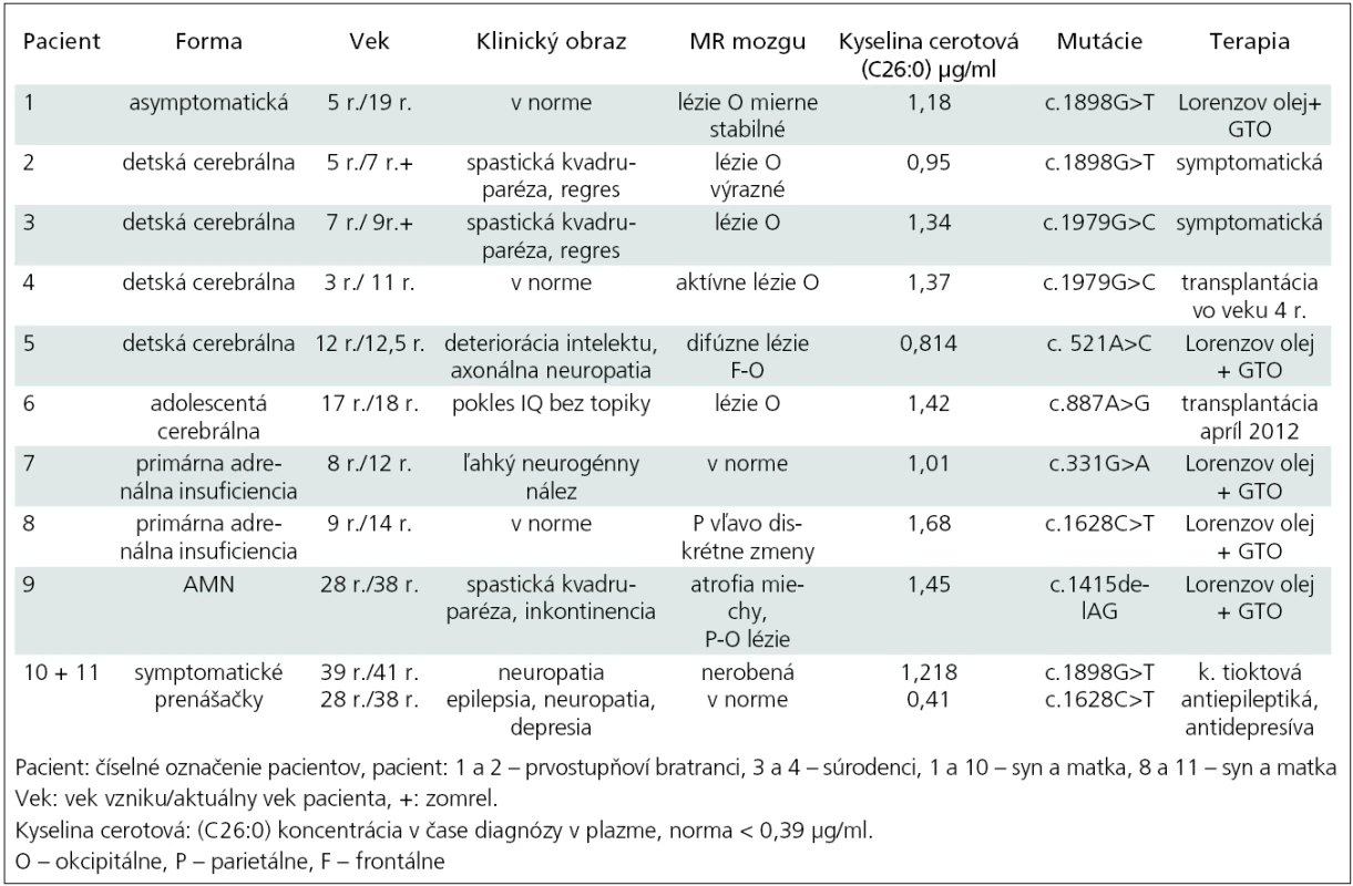 Prehľad slovenských pacientov v rokoch 1998–2011.