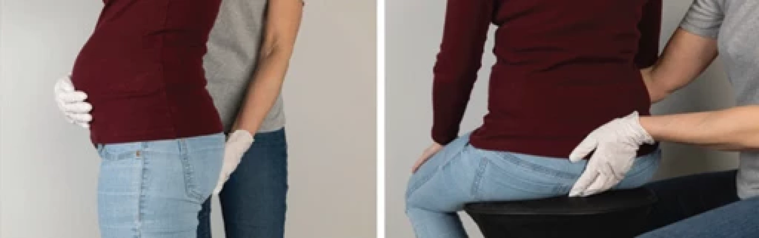 Hands placement when performing a CMT+ either in the standing or sitting positions.
