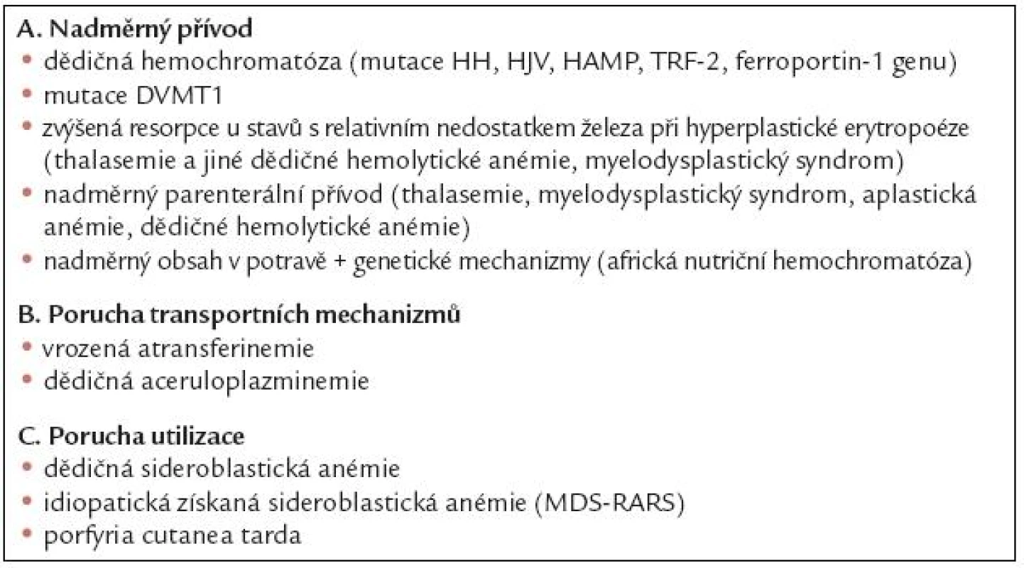 Příčiny nadbytku železa.