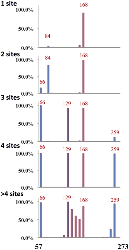 Distribution of glycosylation sites H3N2 viruses.