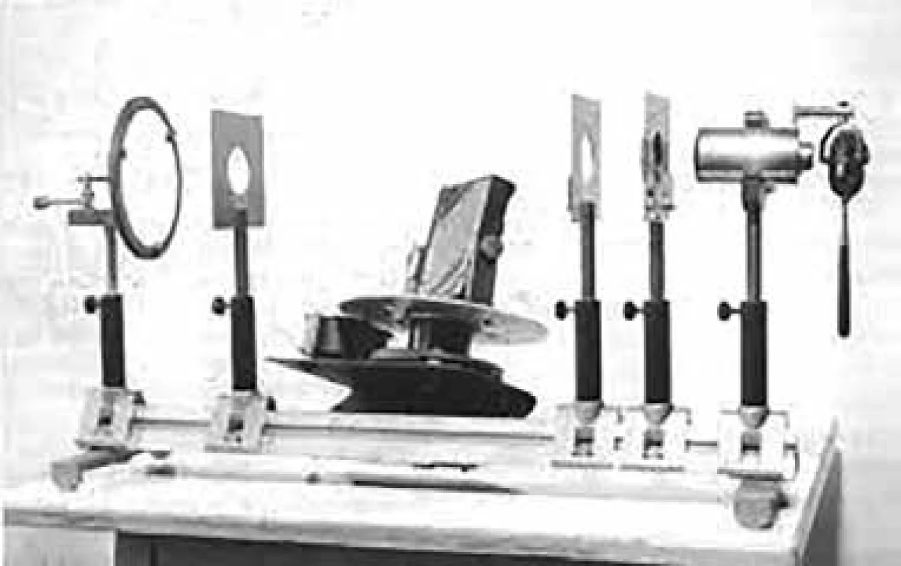 Heliostat. Meyer-Schwickerathův sluneční koagulátor s Galileovým teleskopem (1949)
