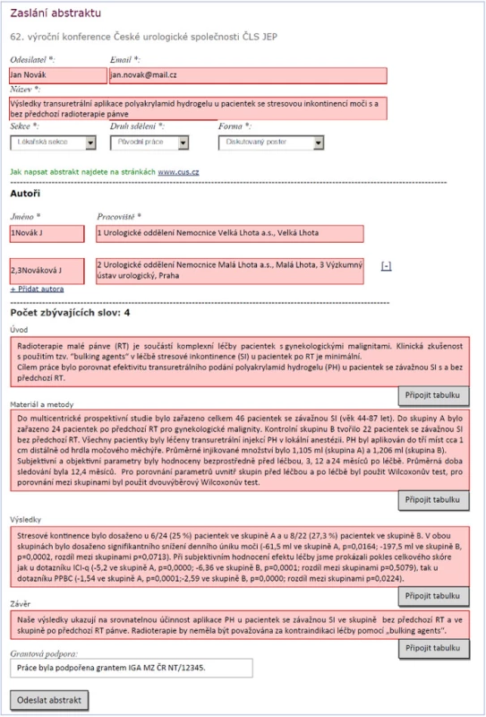 Vzor abstraktu původní práce
Fig. 1. A sample abstract for an original paper
