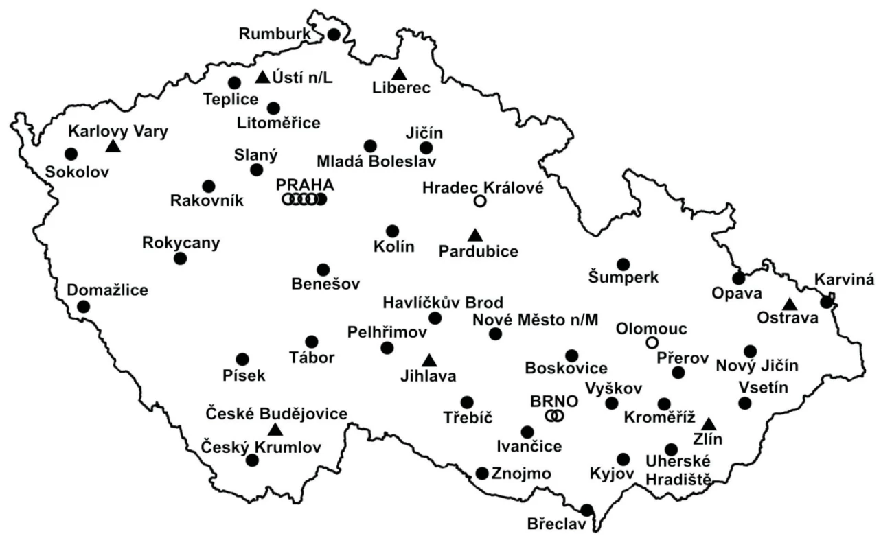 Pracoviště zapojená do studie OBAAMA-CZ
