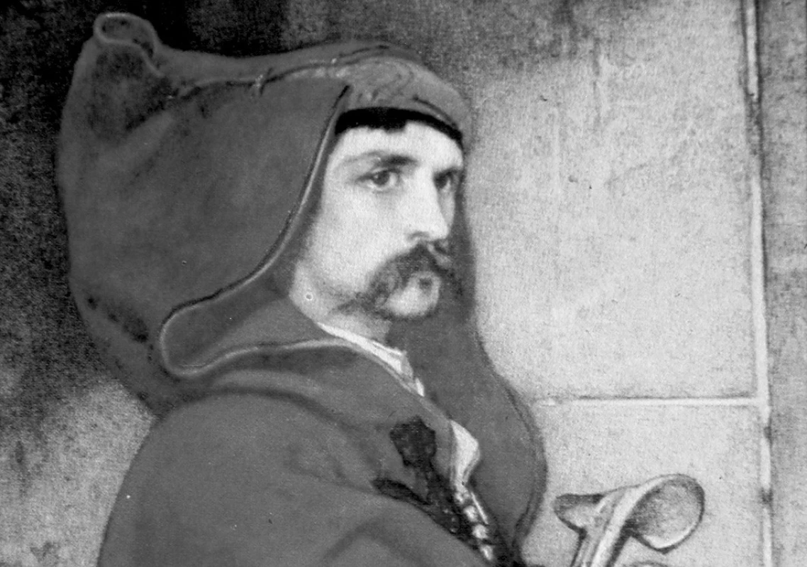 Vilém Dušan Lambl jako slovanský radža; obraz Jaroslava Čermáka (1861).
