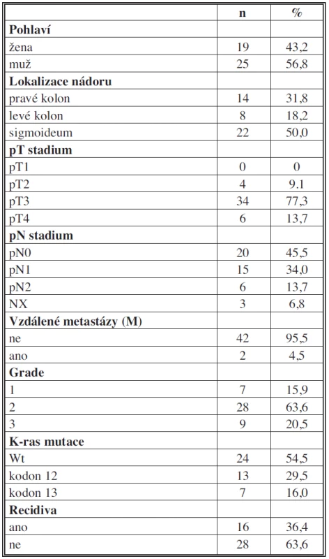 Klinicko-patologická charakteristika pacientů
Tab. 1: Clinicopathological features of patients
