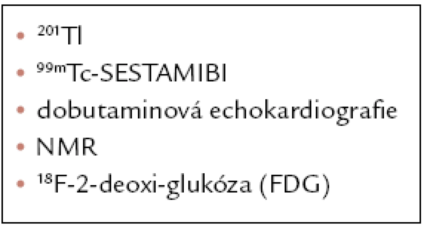 Postupy po užívané pro hodnocení viability myokardu.