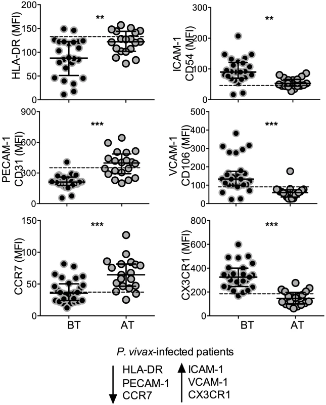 <i>P. vivax</i> infection alters the expression of activation markers, adhesion molecules and chemokine receptors on circulating monocytes.