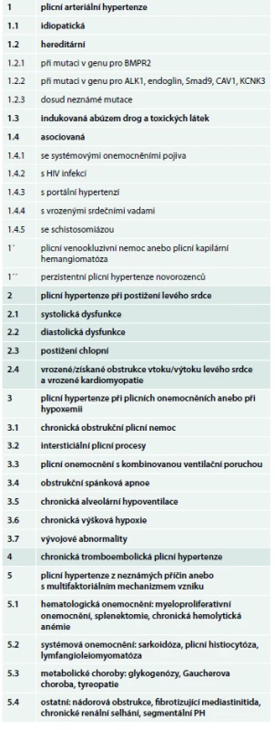 Klinická klasifikace plicní hypertenze [3]