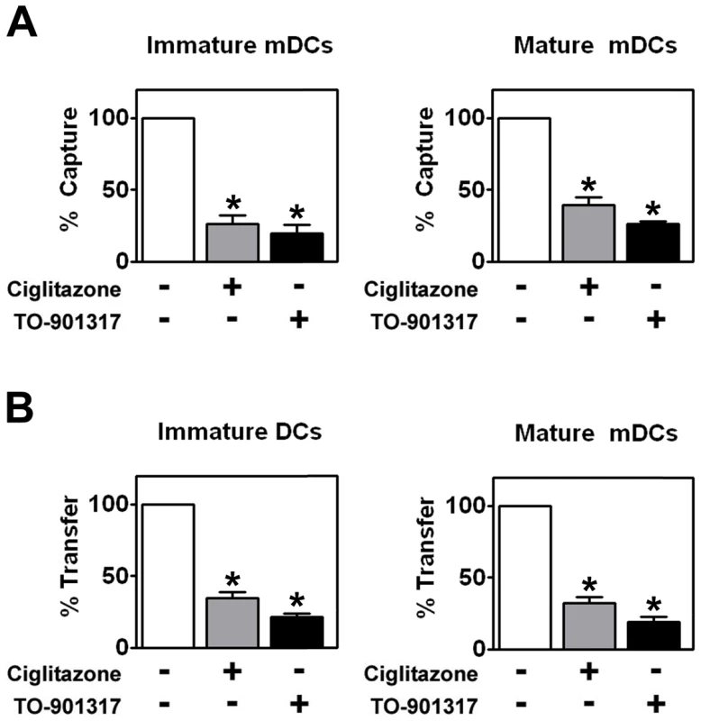 PPARγ and LXR ligand treatment inhibit myeloid DC-mediated HIV-1 capture and <i>trans</i>-infection.