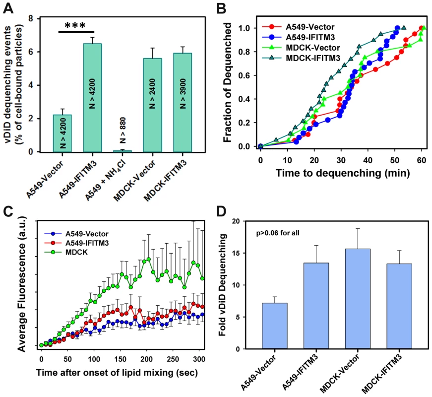 Analyses of the extent and kinetics of single IAV lipid mixing events.