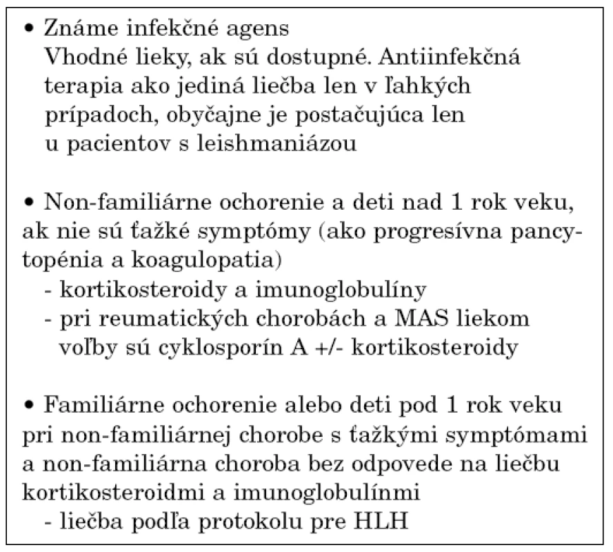 Doporučená liečba pri hemofagocytových syndrómoch [6].