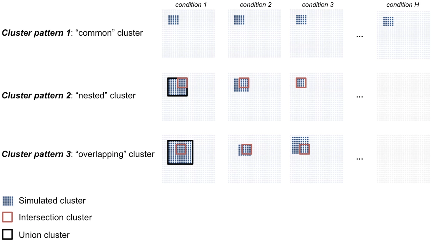 Description of the cluster structures used in the simulation studies.