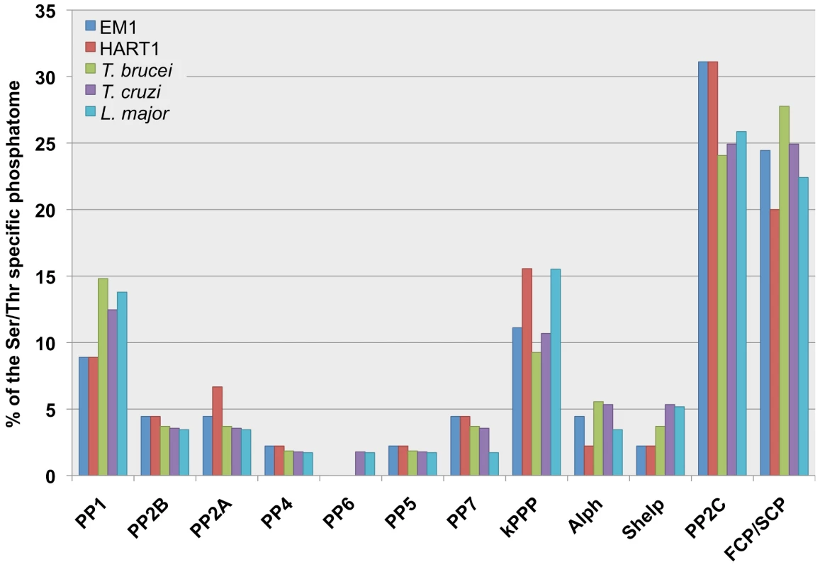 Comparison of the plant trypanosomes' and the TriTryp Serine/Threonine protein phosphatase (STP) complements.