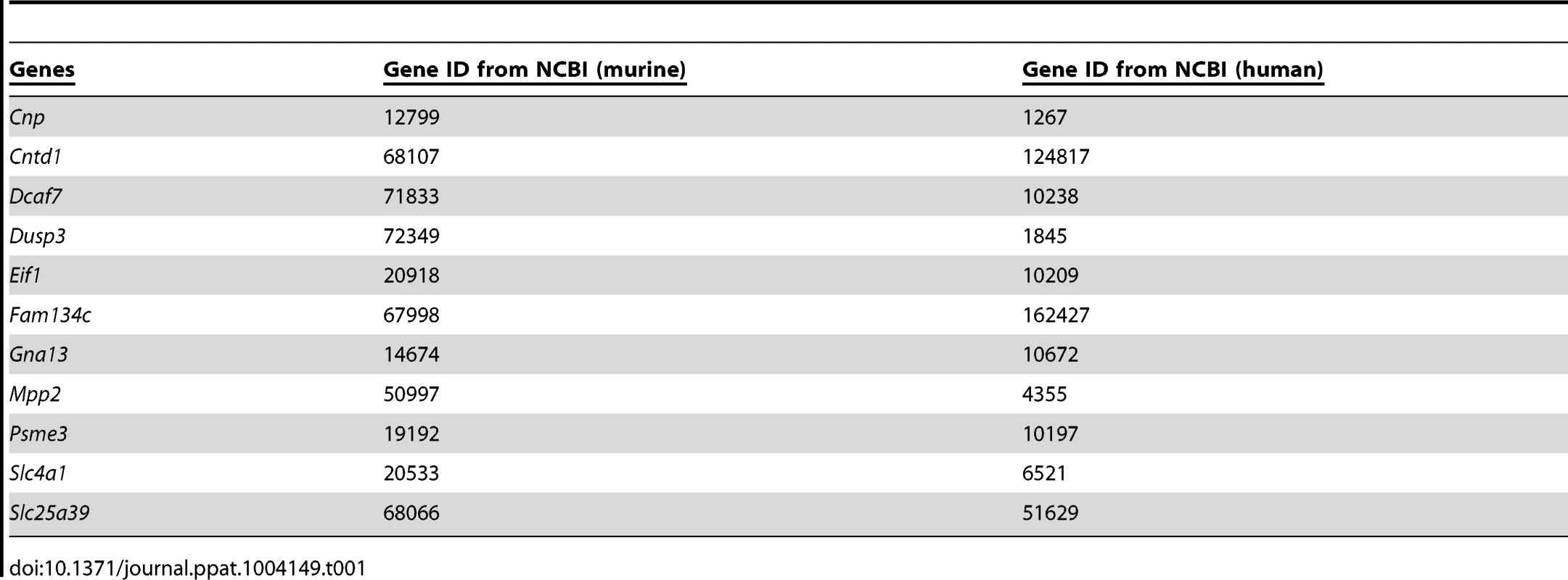 Accession numbers.