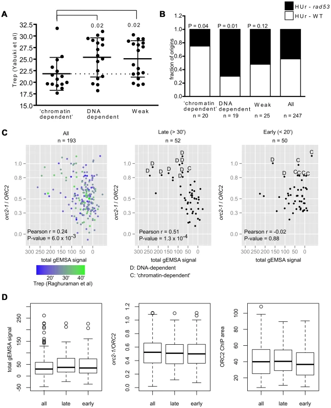 Association between ORC-origin binding mechanisms and the time of origin activation.