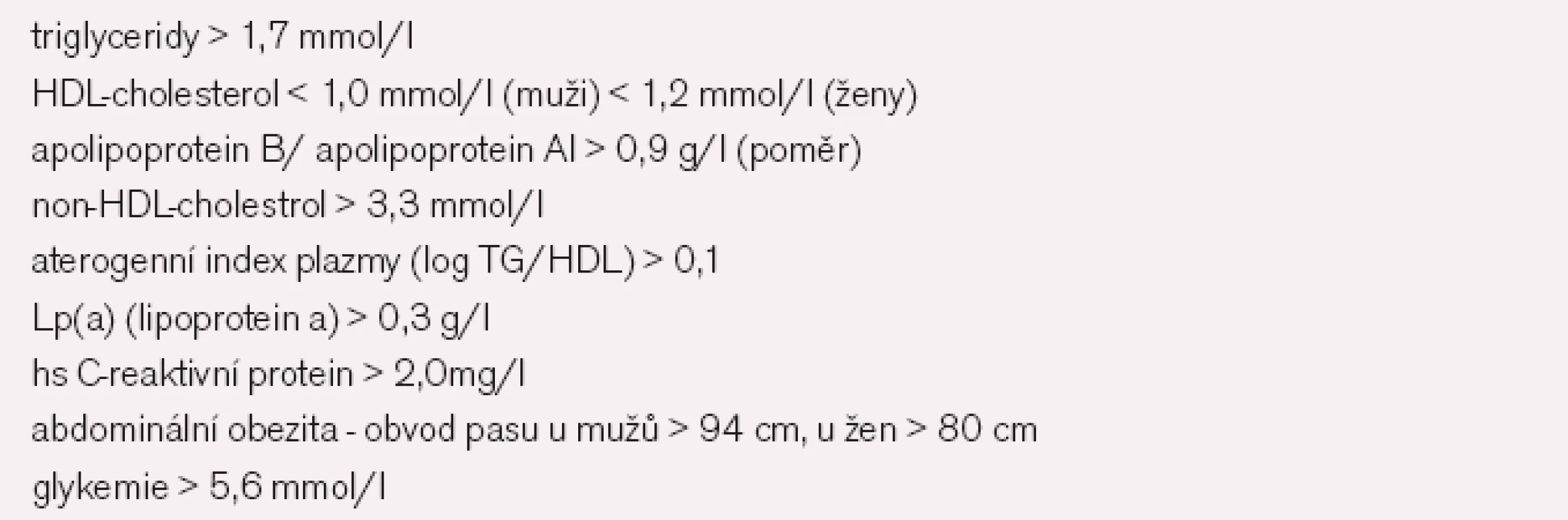 Ukazatele zvýšeného reziduálního rizika.