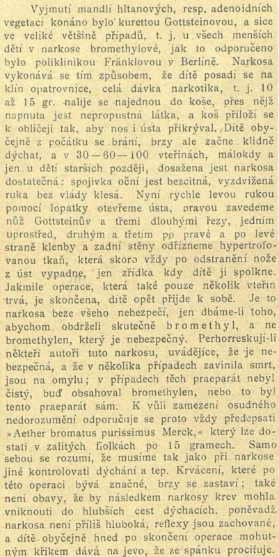 Jak se prováděly adenotomie na c. k. Českém laryngologickém ústavu začátkem 20. století (z Časopisu lékařů českých)