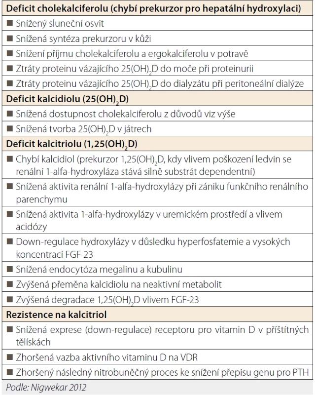 Změny metabolismu a biologie vitaminu D při onemocnění a selhání ledvin