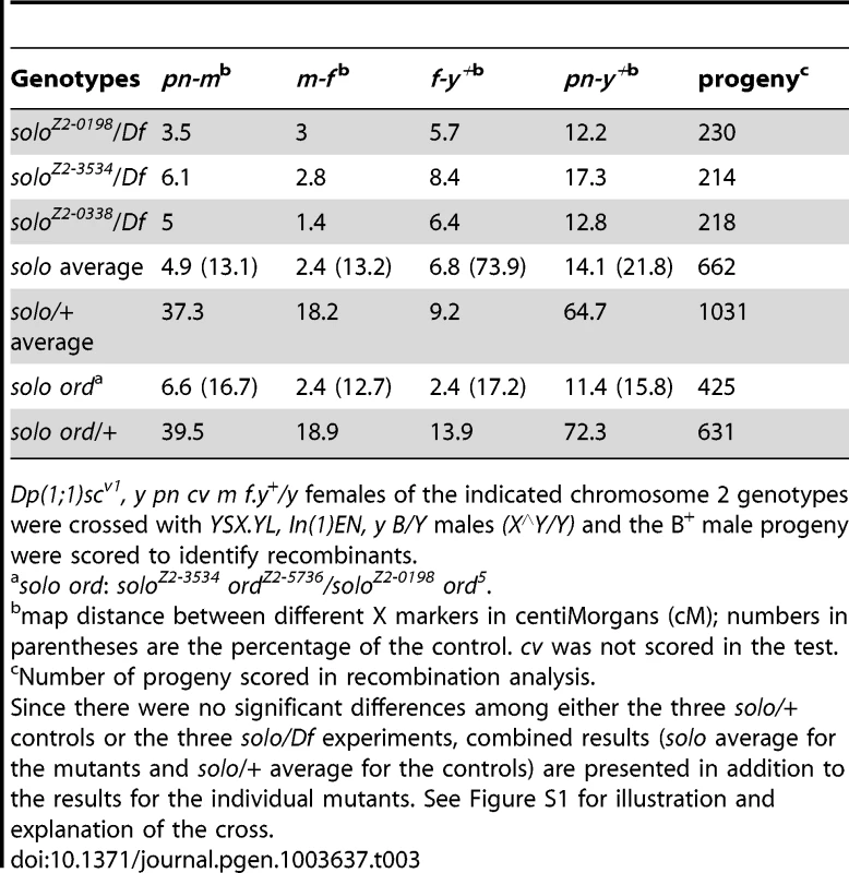 X chromosome recombination in <i>solo</i> females.