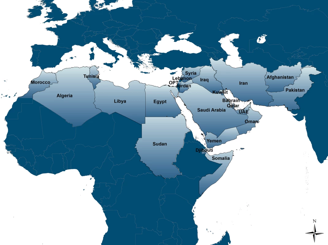Map of the Middle East and North Africa region.