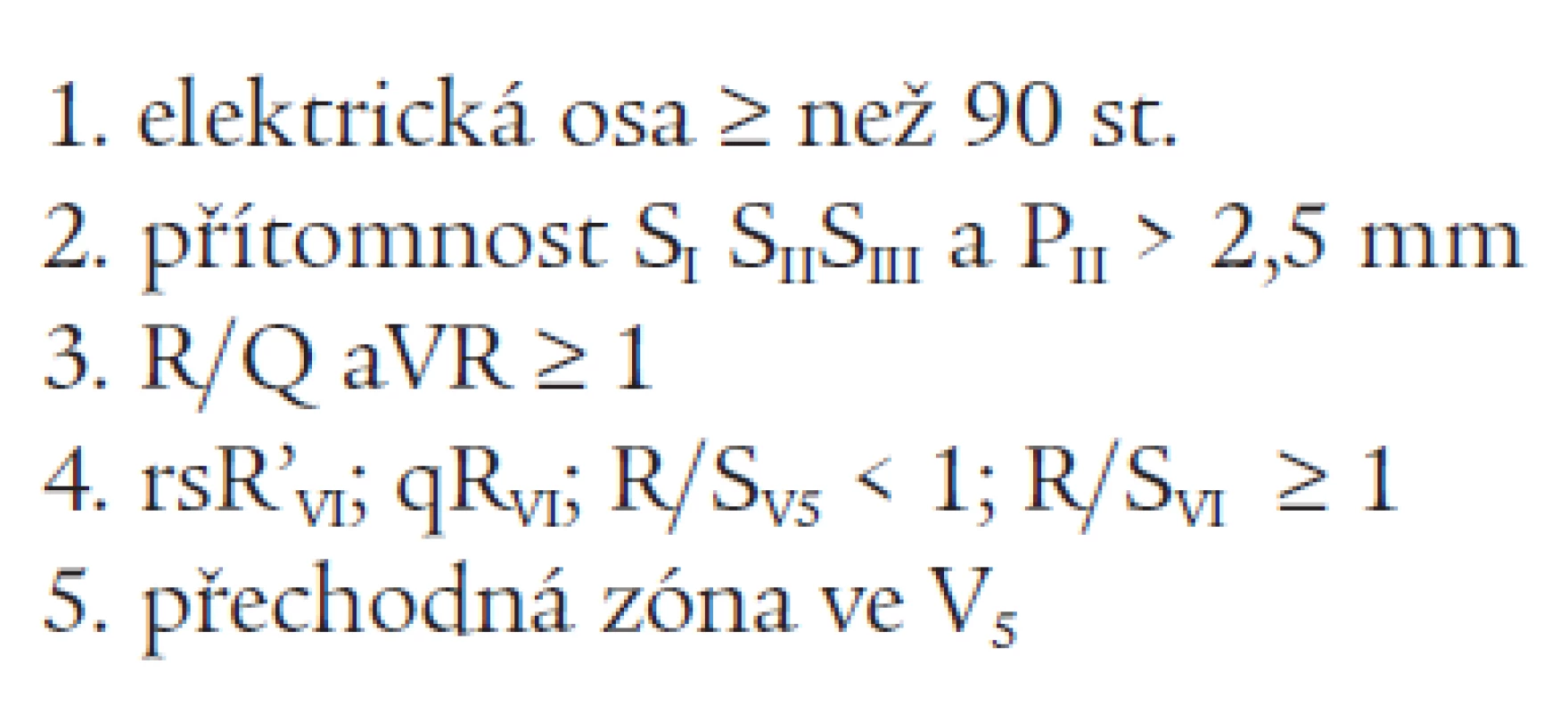 EKG známky hypertrofie a zátěže pravé komory