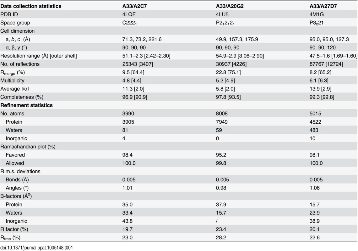 Data collection and refinement statistics of A33/Fab complexes.