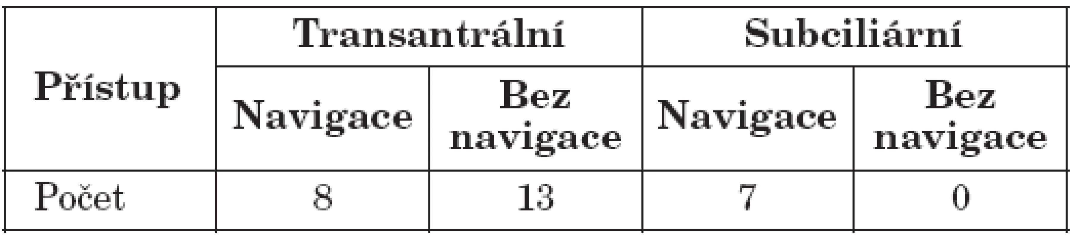 Chirurgické přístupy a užití CT navigace.