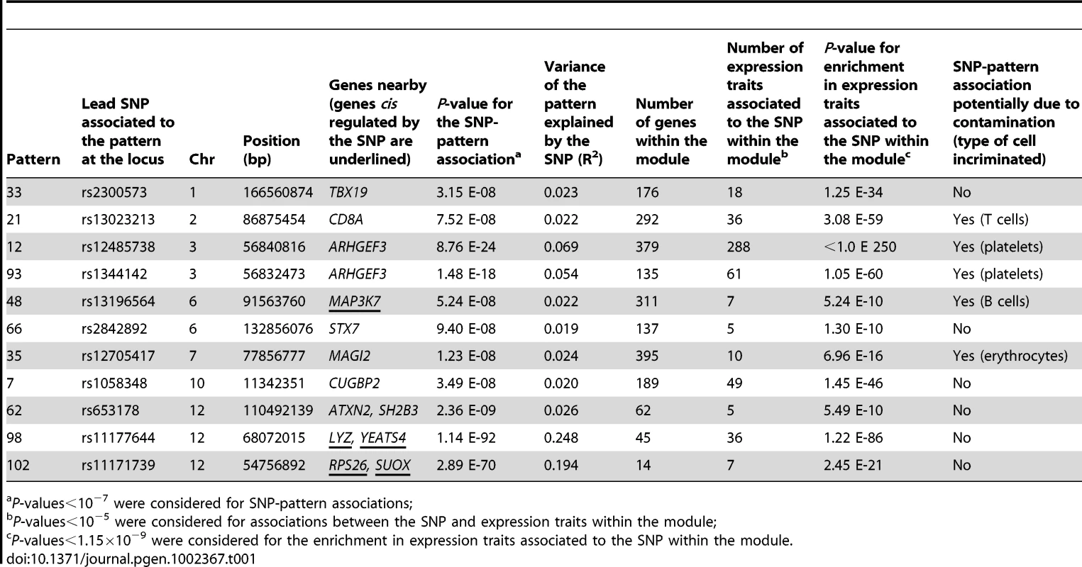 Genome-wide association of SNPs with patterns.