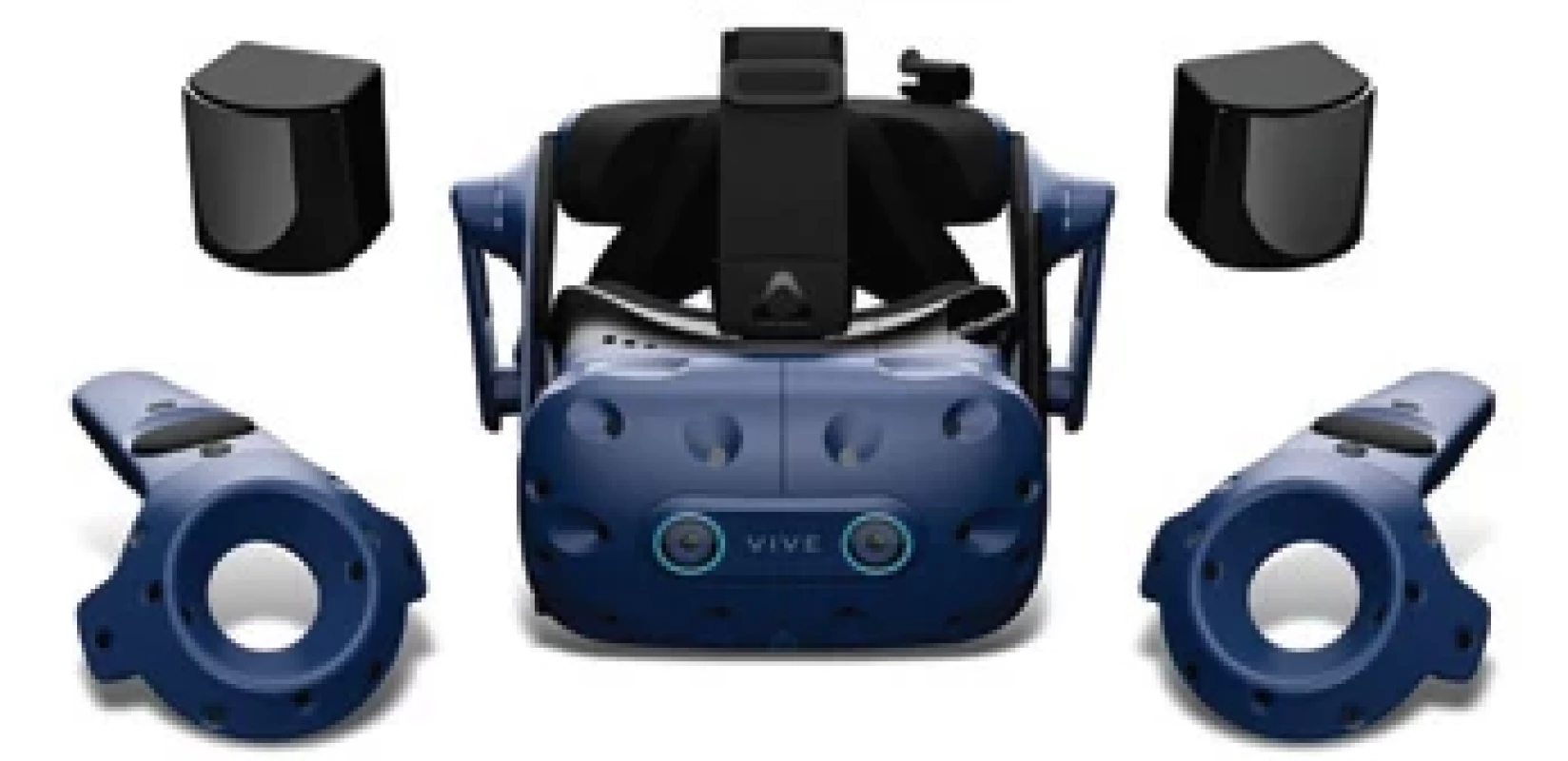 HTC® Vive Pro Eye VR headset with controllers and base stations [31].
