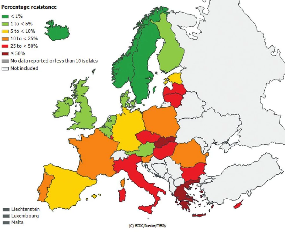 Výskyt multirezistentních izolátů <i>Klebsiella pneumoniae</i> z hemokultur v roce 2011