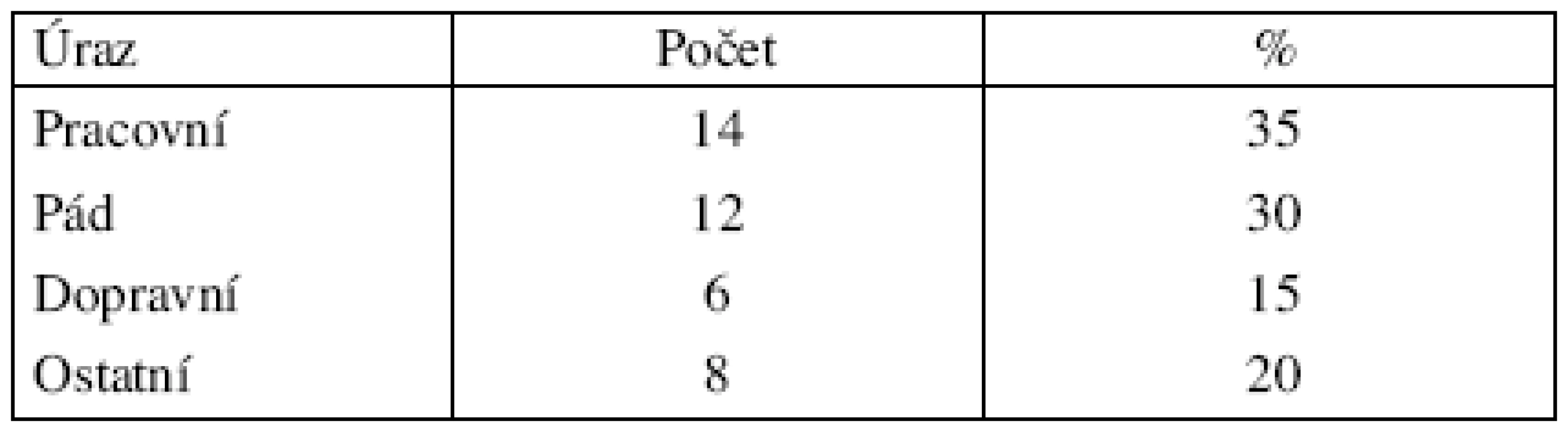 Rozdělení úrazů v roce 2005 podle Gustilovy klasifikace