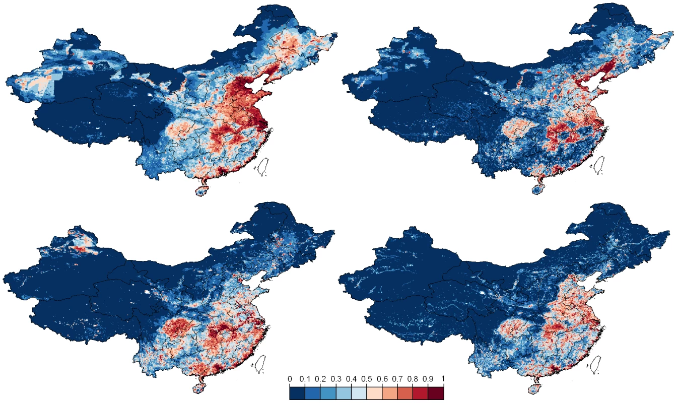 Predicted distribution of HPAI H5N1 risk.