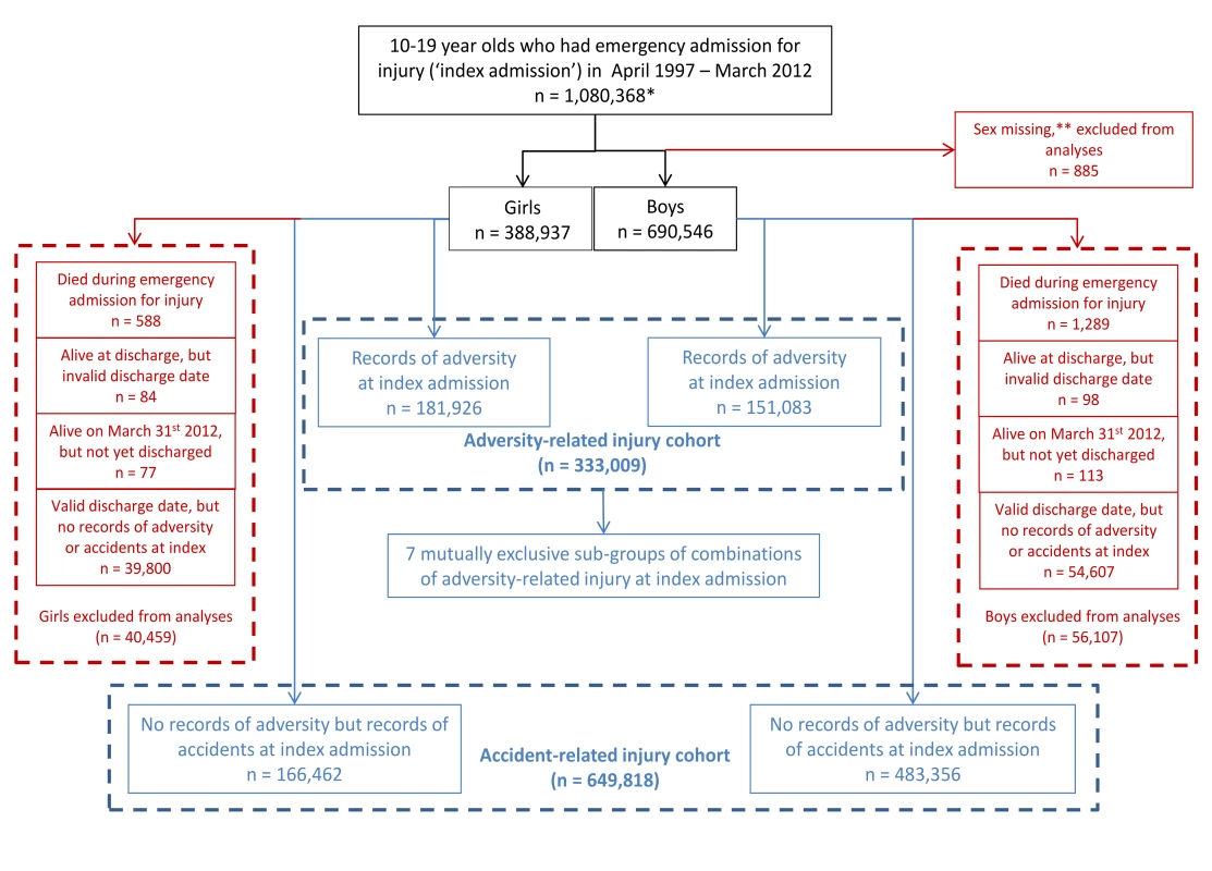 Formation of adversity-related injury and accident-related injury cohorts among 10–19 y olds.