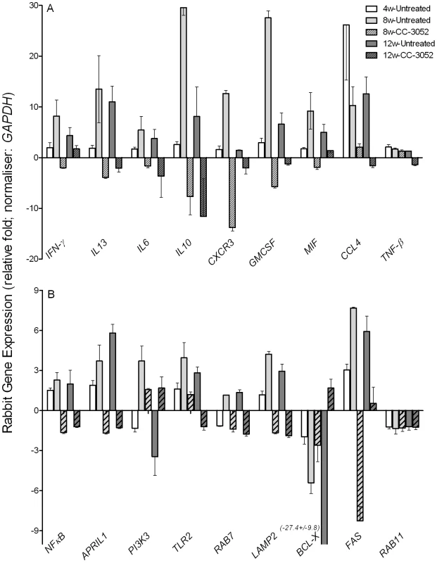 Effect of CC-3052 treatment on rabbit gene expression during <i>Mtb</i> infection.