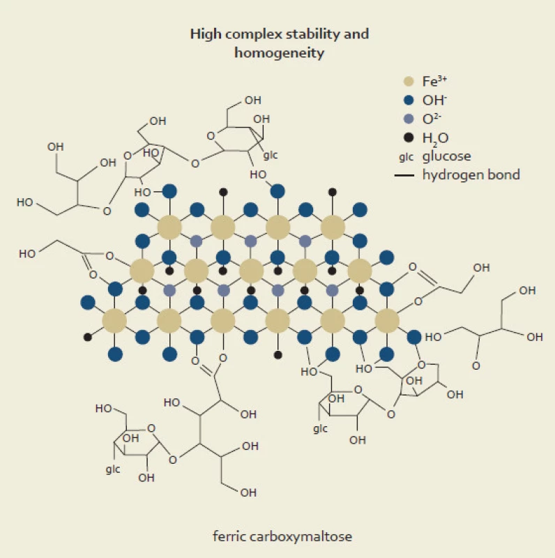 Schematické znázornění chemické struktury karboxymaltózy železa.
Fig. 1. A schematic view of chemical structure of ferric carboxymaltose.