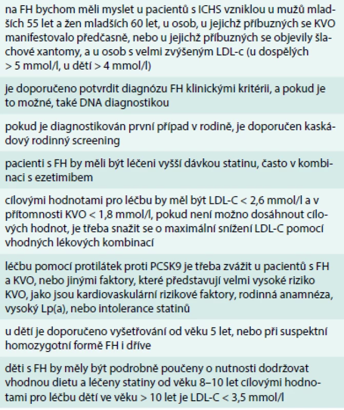 Doporučení pro vyhledávání a léčbu pacientů s heterozygotní formou familiární hypercholesterolemie
