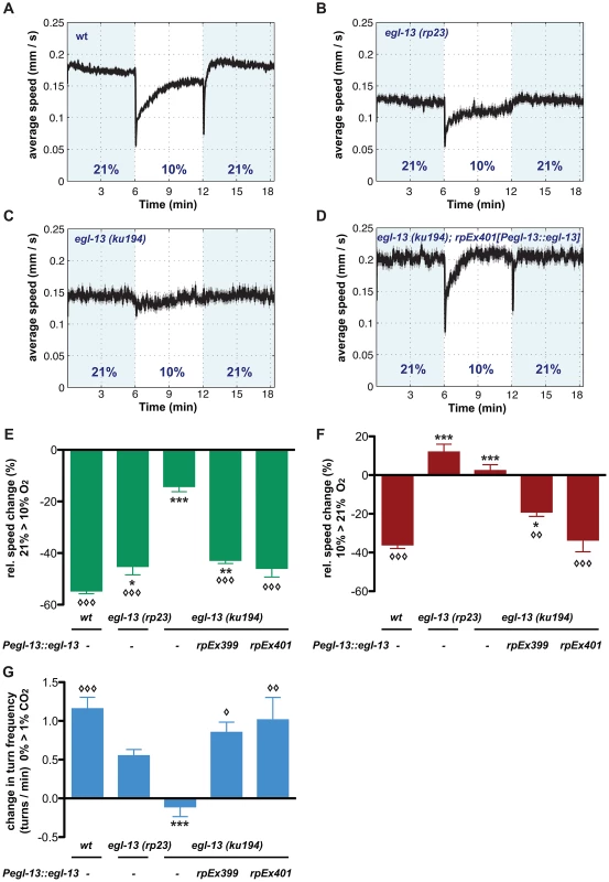 <i>egl-13</i> is essential for locomotion responses to O<sub>2</sub> and CO<sub>2</sub> concentration shifts.