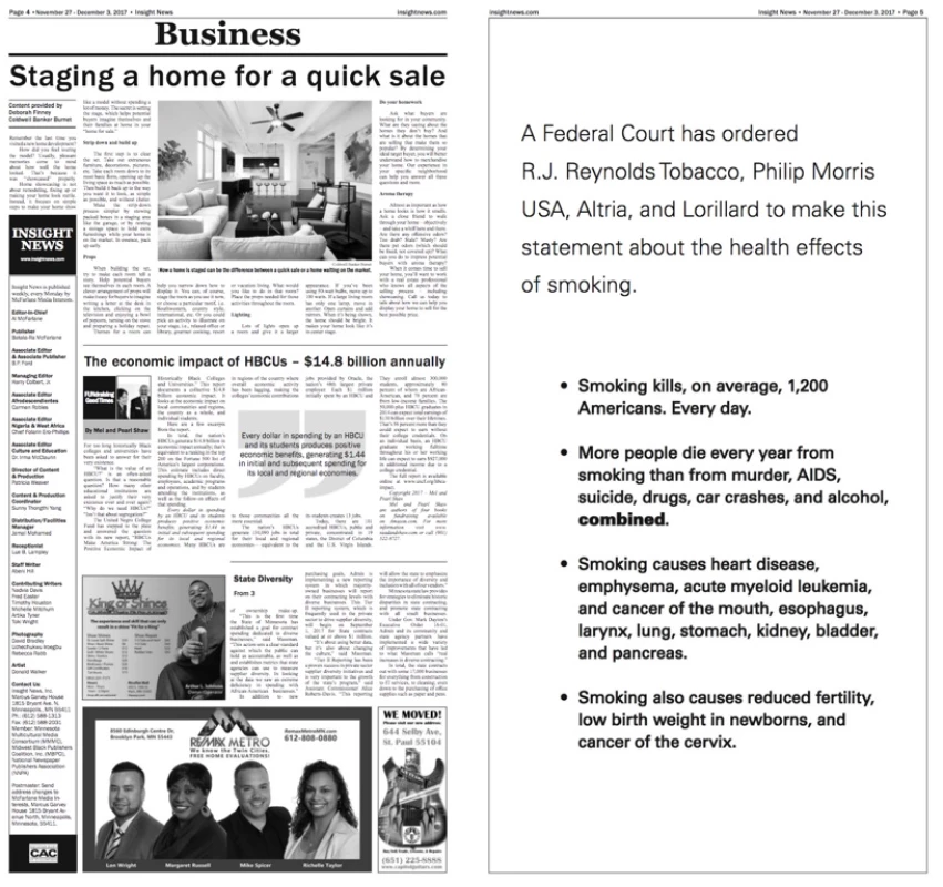 Dvojstránka New York Times z 3. 12. 2017