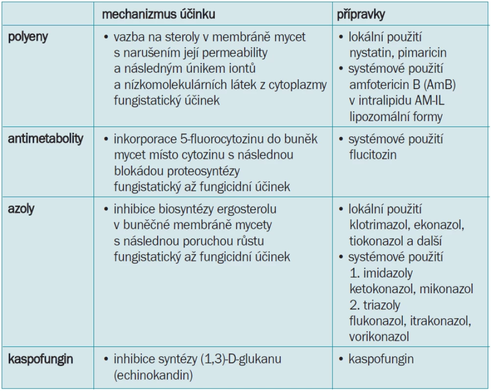 Rozdělení antimykotik.