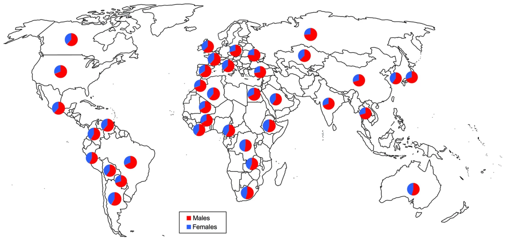 Sex distribution for new smear-positive TB case notification in 2007 in various countries <em class="ref">[1]</em>.