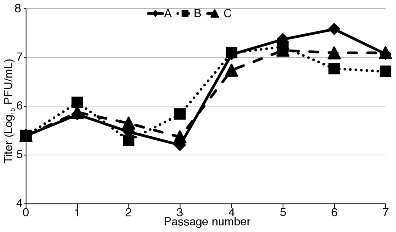 Experimental evolution of VVΔEΔK+RhTRS1 increases replication fitness in PRO1190 cells.