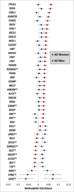 Sex-dependent WHR<sub>adjBMI</sub> loci.