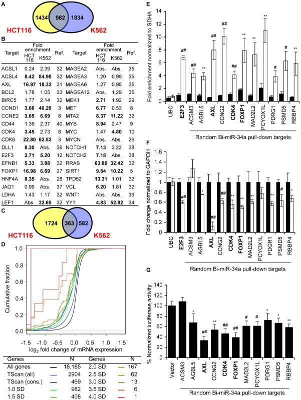 miR-34a pulls down transcripts of known and novel direct targets of miR-34a.