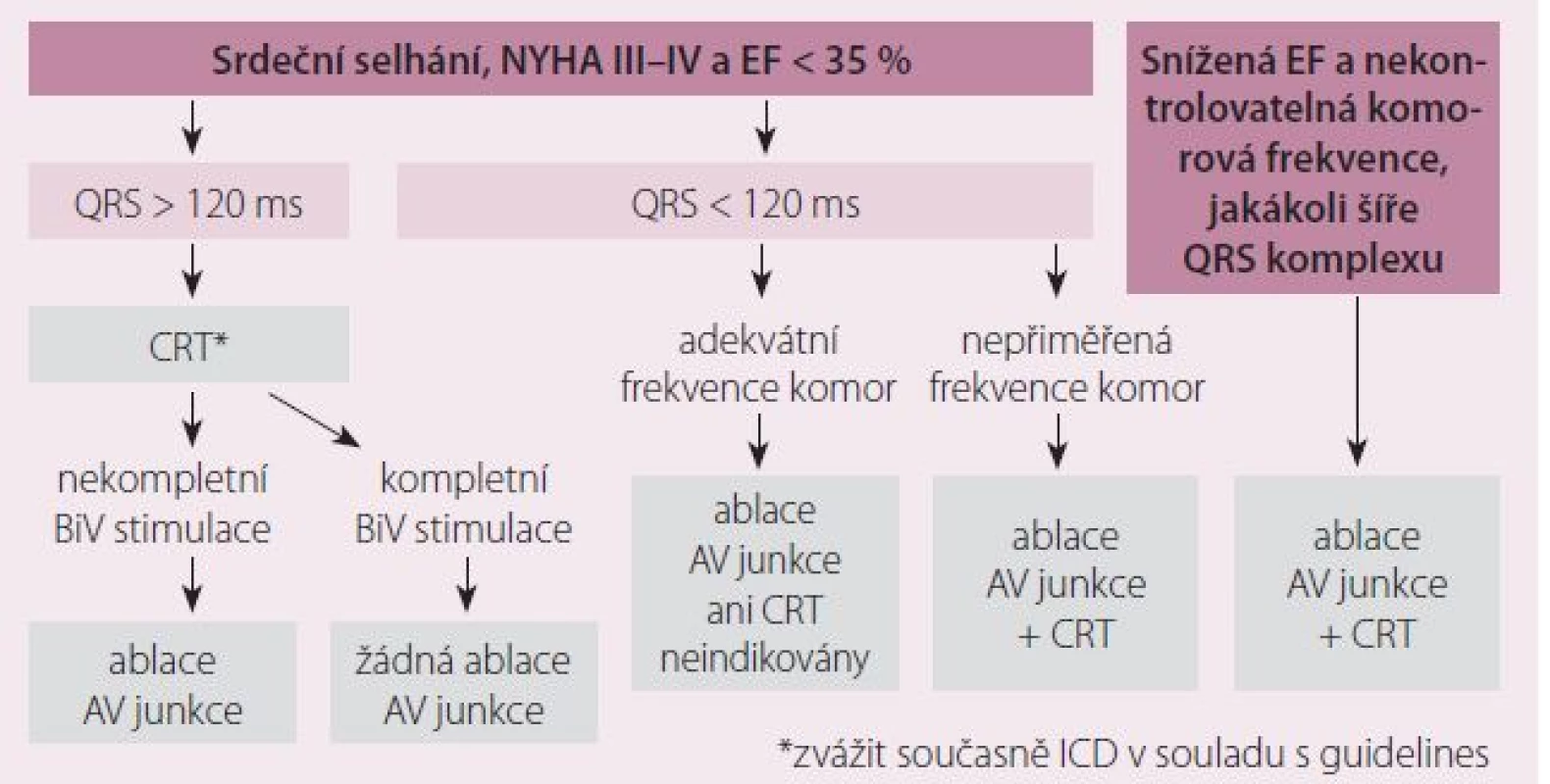 Indikace ablace AV junkce u pacientů se symptomatickou fibrilací síní a optimalizovanou farmakologickou léčbou [9].