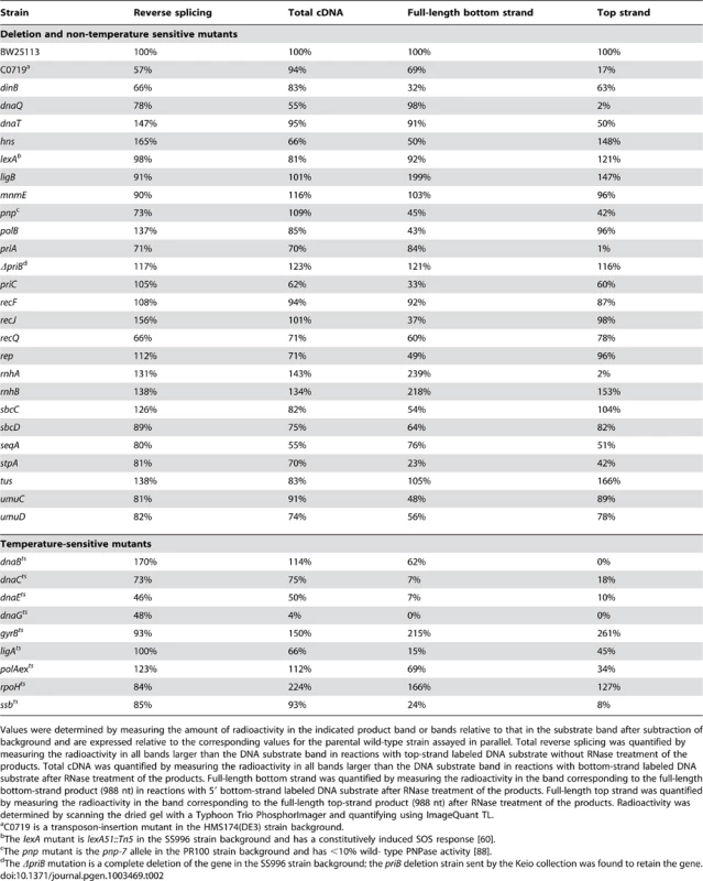 <i>E. coli</i> extract assays of retrohoming in wild-type and mutant strains.