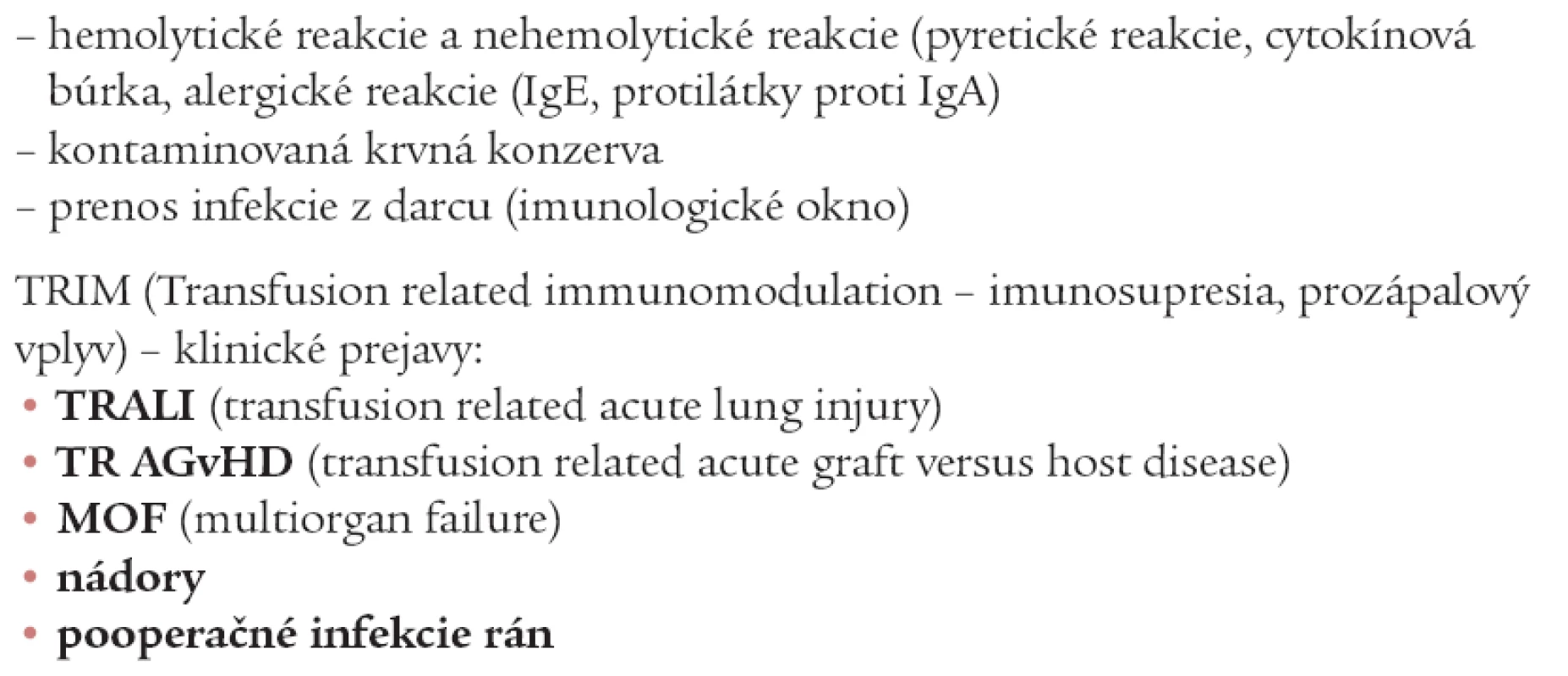 Riziká transfúzií.